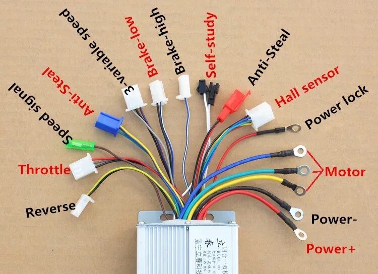 Распиновка ручки газа электровелосипеда подключение к контроллеру Контроллер скорости для электровелосипеда, 500 Вт, 48 В/60 В постоянного тока, 1