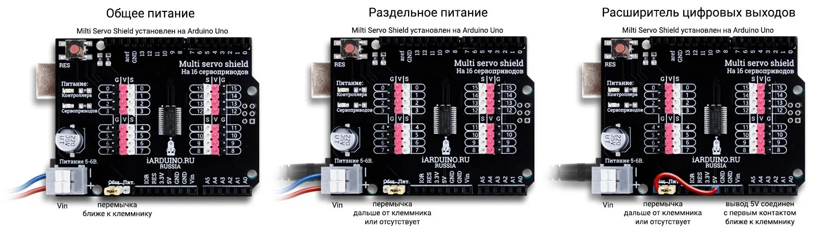 Распиновка сервопривода Multi Servo Shield (на 16 сервоприводов) - Описания, примеры, подключение к Ardu