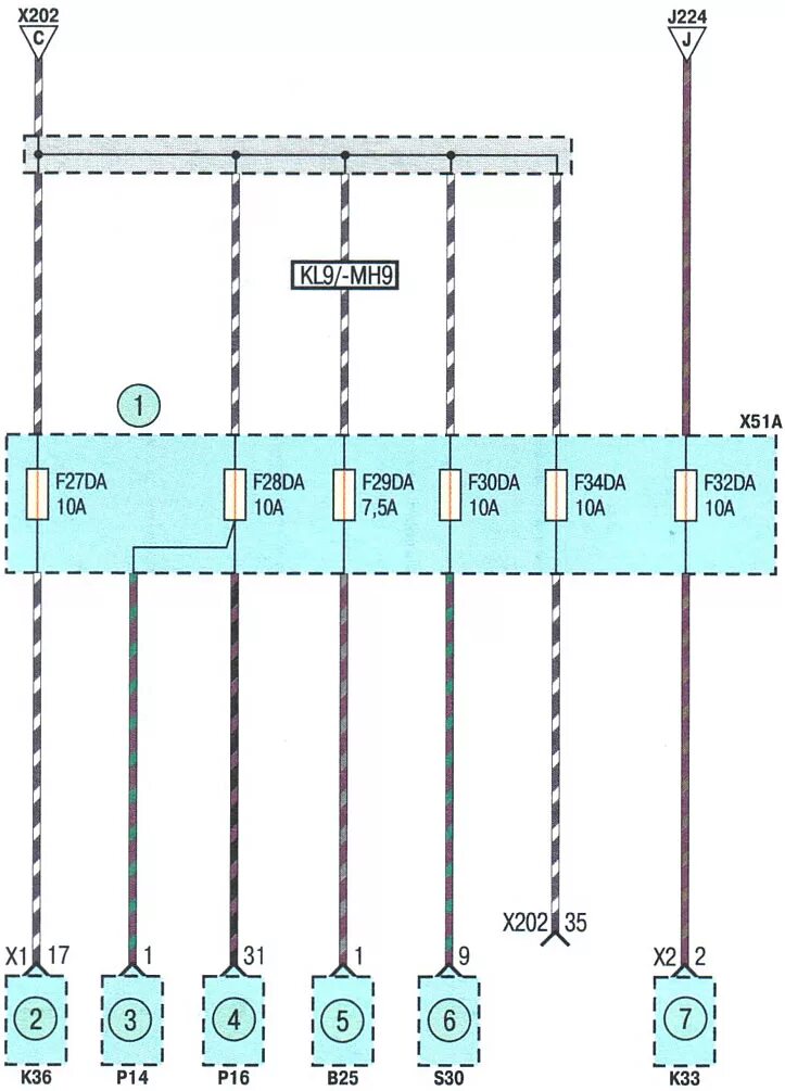 Распиновка шевроле авео Scheme 2 c. Consumers connected via the instrument panel mounting block (Chevrol