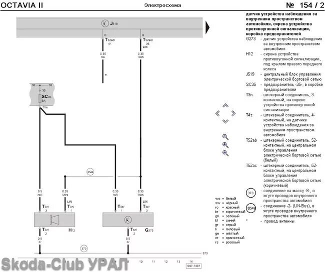 Распиновка шкода октавия а5 Ремонт / замена сирены штатной сигнализации на а/м SKODA Octavia A5 FL : Ремонт 