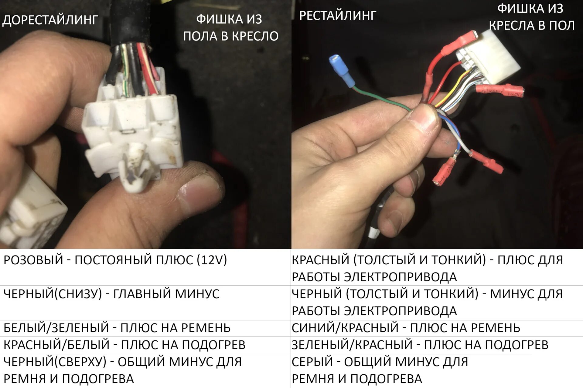 Распиновка сидений Распиновка фишек водительского кресла - Mazda 6 (1G) GG, 2 л, 2004 года электрон