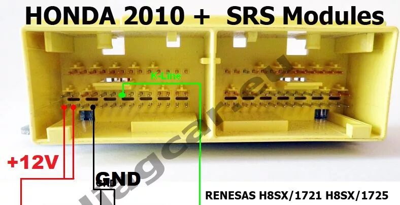 Распиновка srs Honda Civic 77960-TK8-A110-M1процессор R5F61725FPV - SRS AirBag - Grom Calc Tool