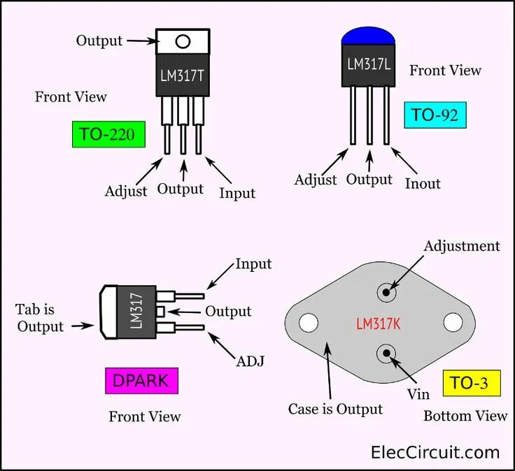 Распиновка стабилизатора LM317 voltage regulator: Pinout, CALCULATOR, and circuits Basic electronic circu