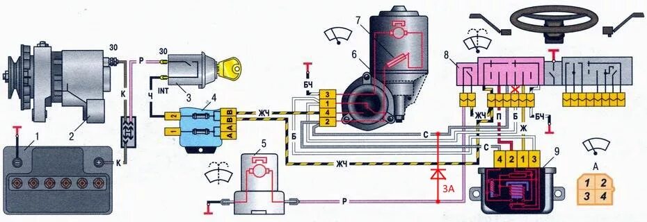 Распиновка стеклоочистителя ваз Модернизация системы стеклоочистителя ветрового стекла ВАЗ 2106-2107 - Lada 2106