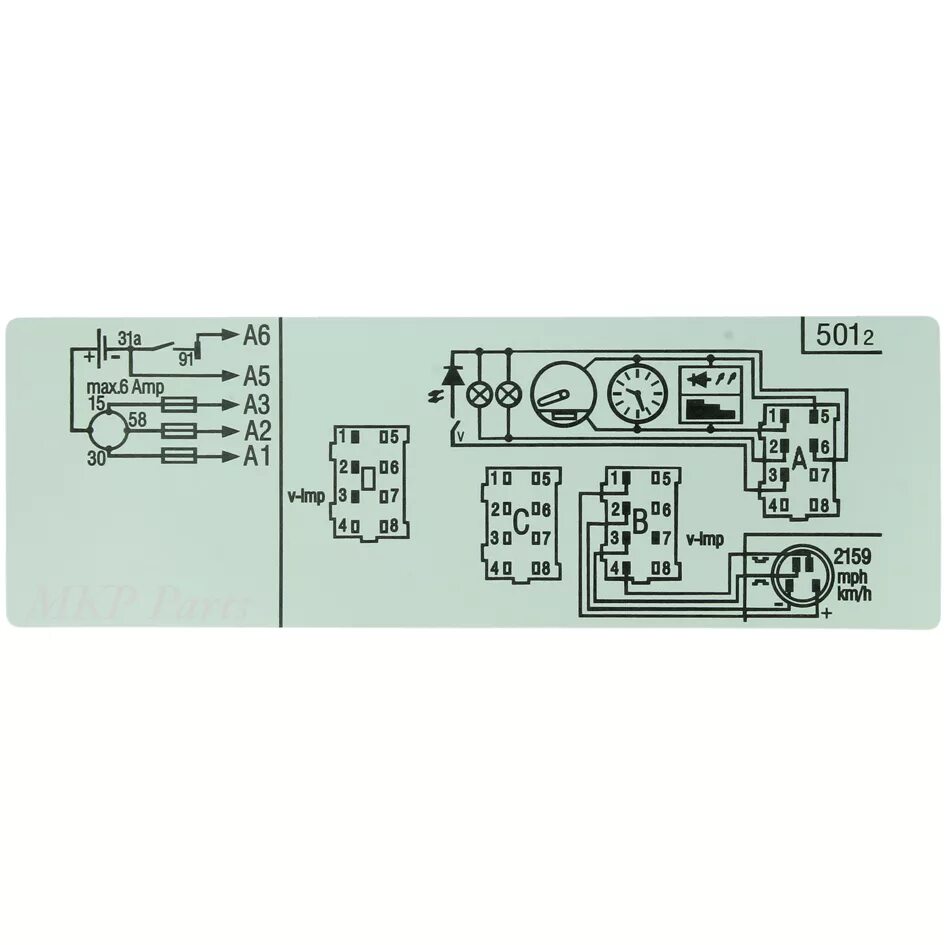 Распиновка тахографа Sticker diagram 1318 nr. 501 MKP Parts