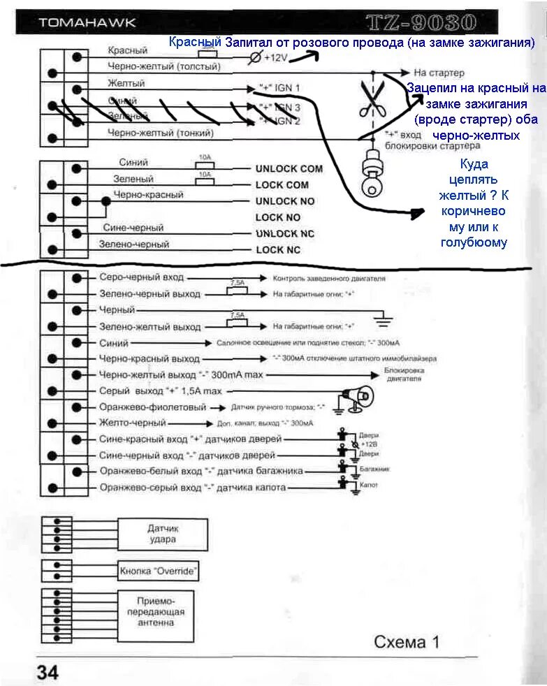 Распиновка томагавк Помогите с установкой сигнализации Tomahawk TZ-9030 - Lada 21074, 1,6 л, 2007 го