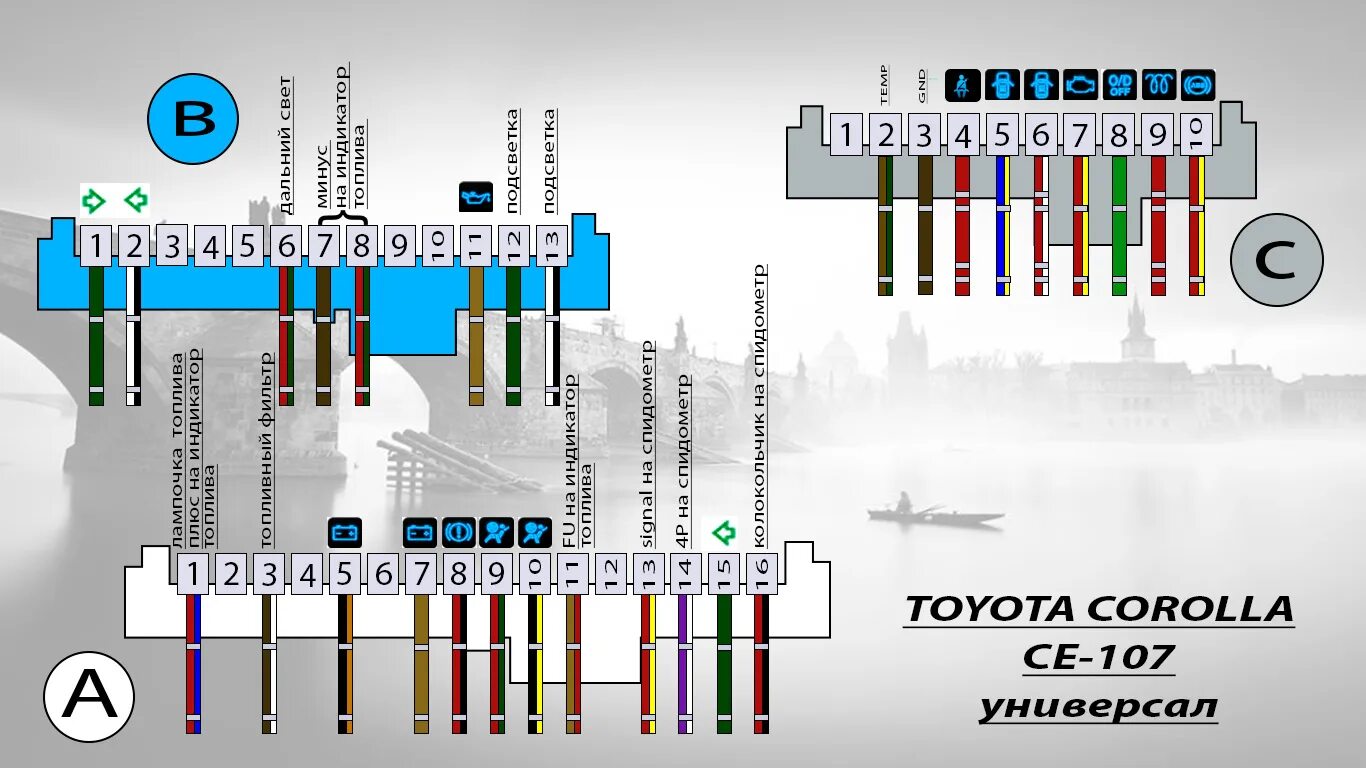 Распиновка тойота королла Распиновка фишек спидометра. - Toyota Corolla (100), 2,2 л, 2002 года электроник