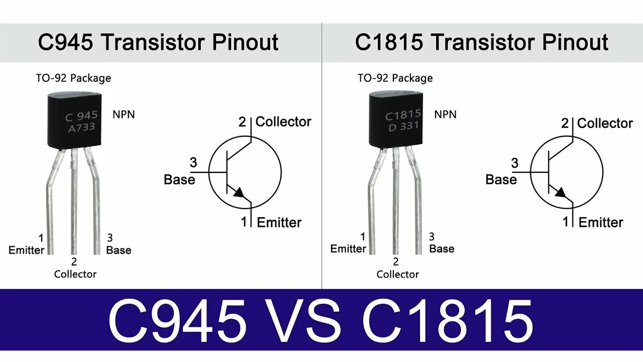 Распиновка транзистора Can i use C1815 Instead of C945 ? C945 Vs C1815 Vs C1383 transistor operation tr