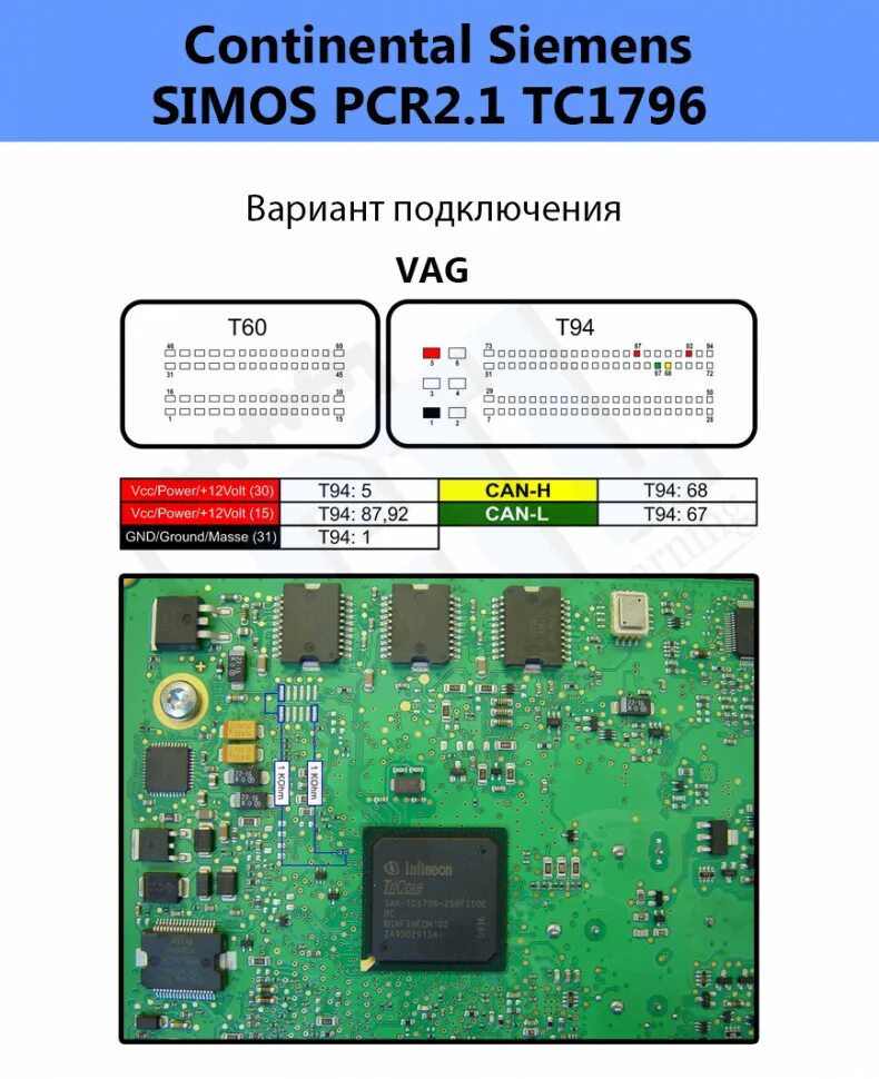 Распиновка vag Распиновка VAG_Simos_PCR2.1_TC1796 (1) купить в интернет-магазине One-chip