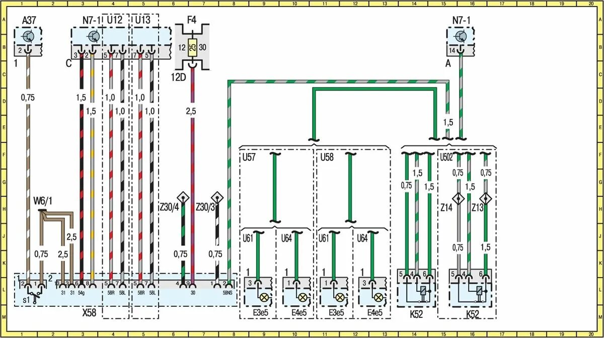 Распиновка w210 Схема 23. Контактный разъем прицепного устройства (Мерседес-Бенц W210 1996-2002: