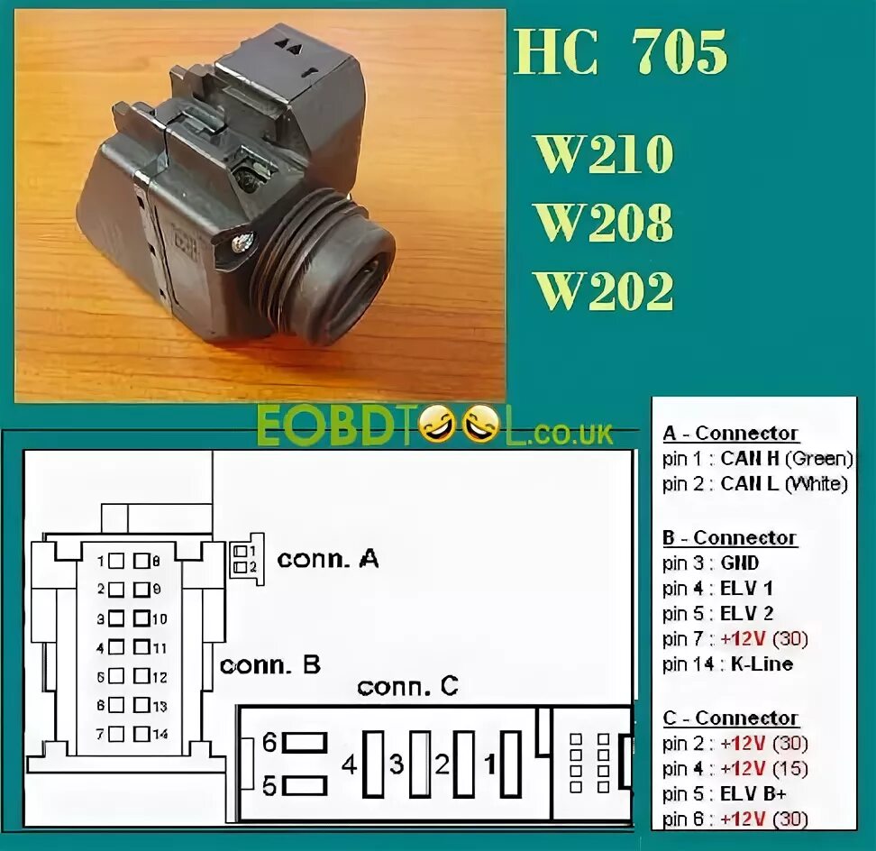 Распиновка w210 vvdi-mb-W210-W208-W202-HC705 EOBDTOOL Blog