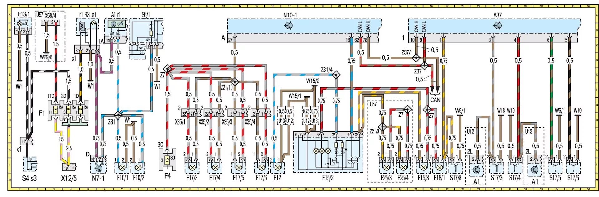 Распиновка w210 Электрические схемы проводки мерседес, цвета и маркировка зависят от года выпуск