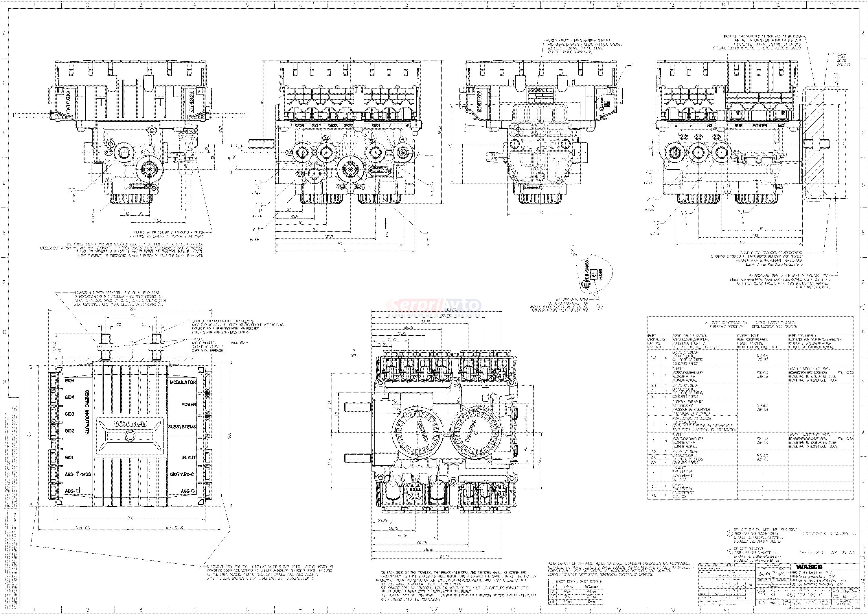 Распиновка wabco Модулятор 4801020640 (480 102 064 0) WABCO