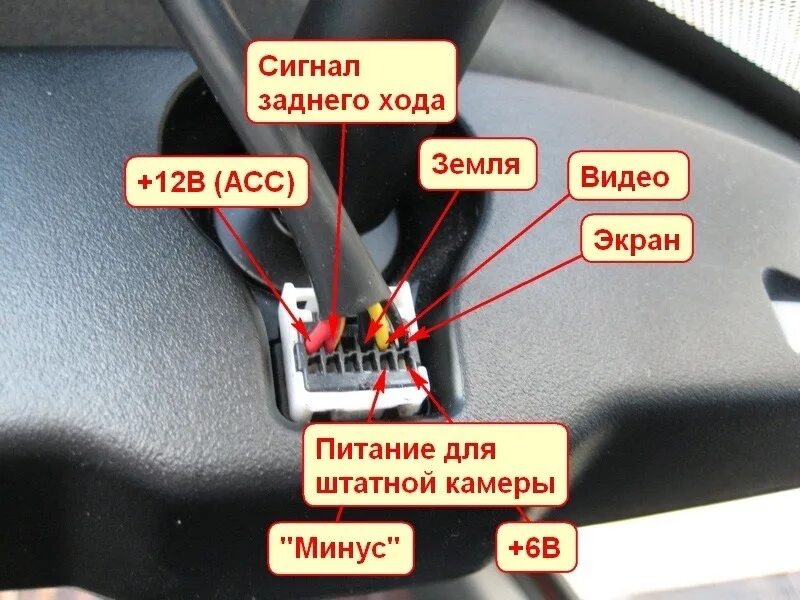 Распиновка зеркала заднего вида Зеркало с монитором и камера заднего вида - Mitsubishi Lancer X, 1,8 л, 2013 год