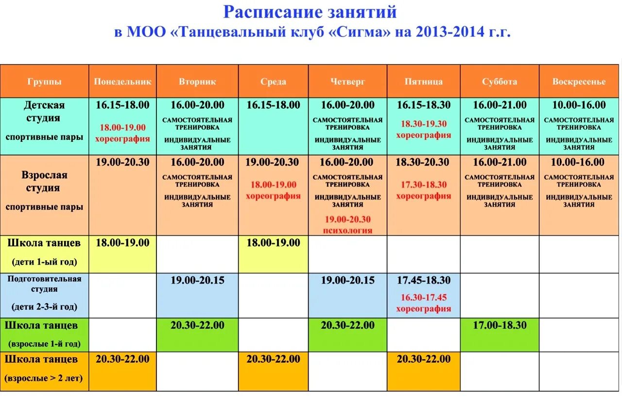 Расписание магазина фото Расписание учебного курса