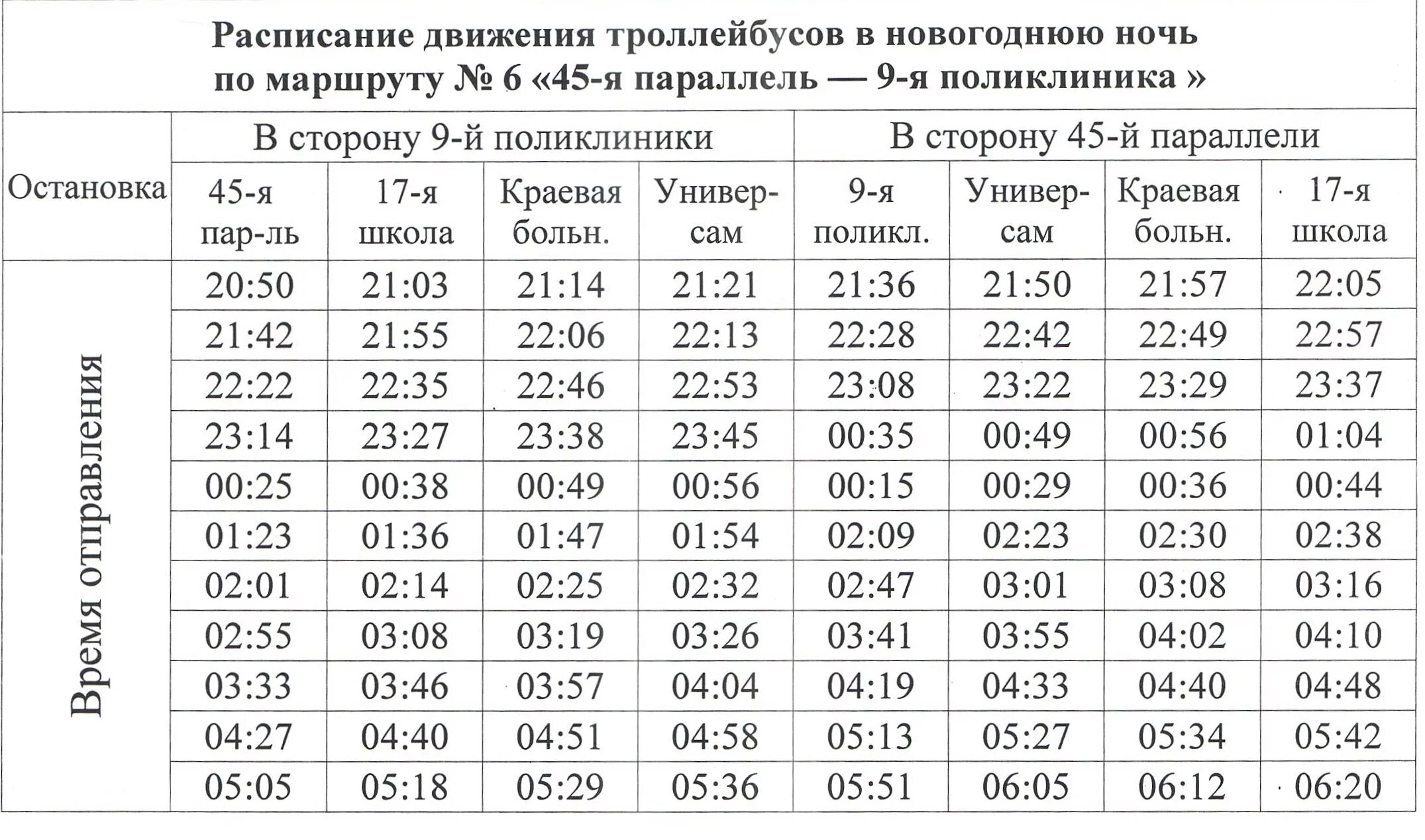 Расписание троллейбусов минск фото Расписание движения троллейбусов в Новогоднюю ночь. - Официальный сайт ГУП СК "К