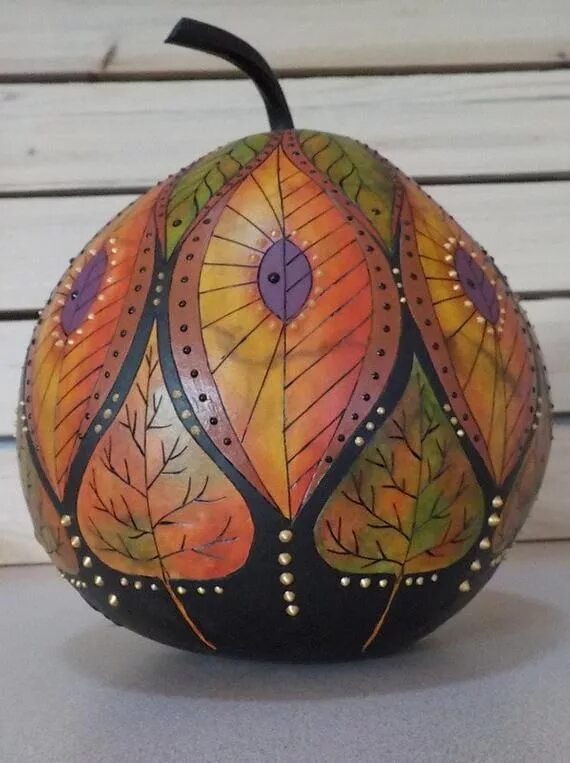 Расписные тыквы фото Gourd Artfine Gourd Artpainted Gourdsleaf Gourd Etsy Painted gourds, Hand painte