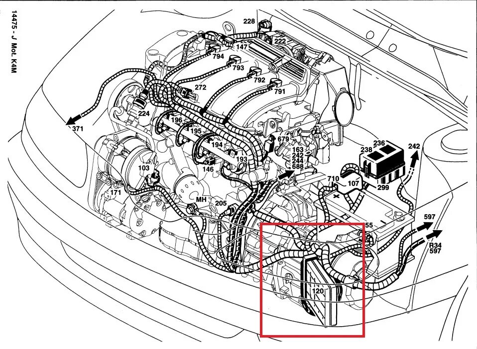 Расположение датчиков на двигателе h4m схема ИНФО. Электронные блоки Renault Laguna 1 и их расположение. - Renault Laguna I, 