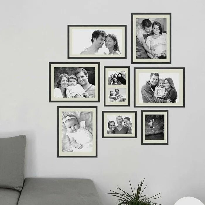 Расположение фото на стене разного формата Fotowand gestalten oder wie man mit Familienbildern dekoriert Photo frame wall, 