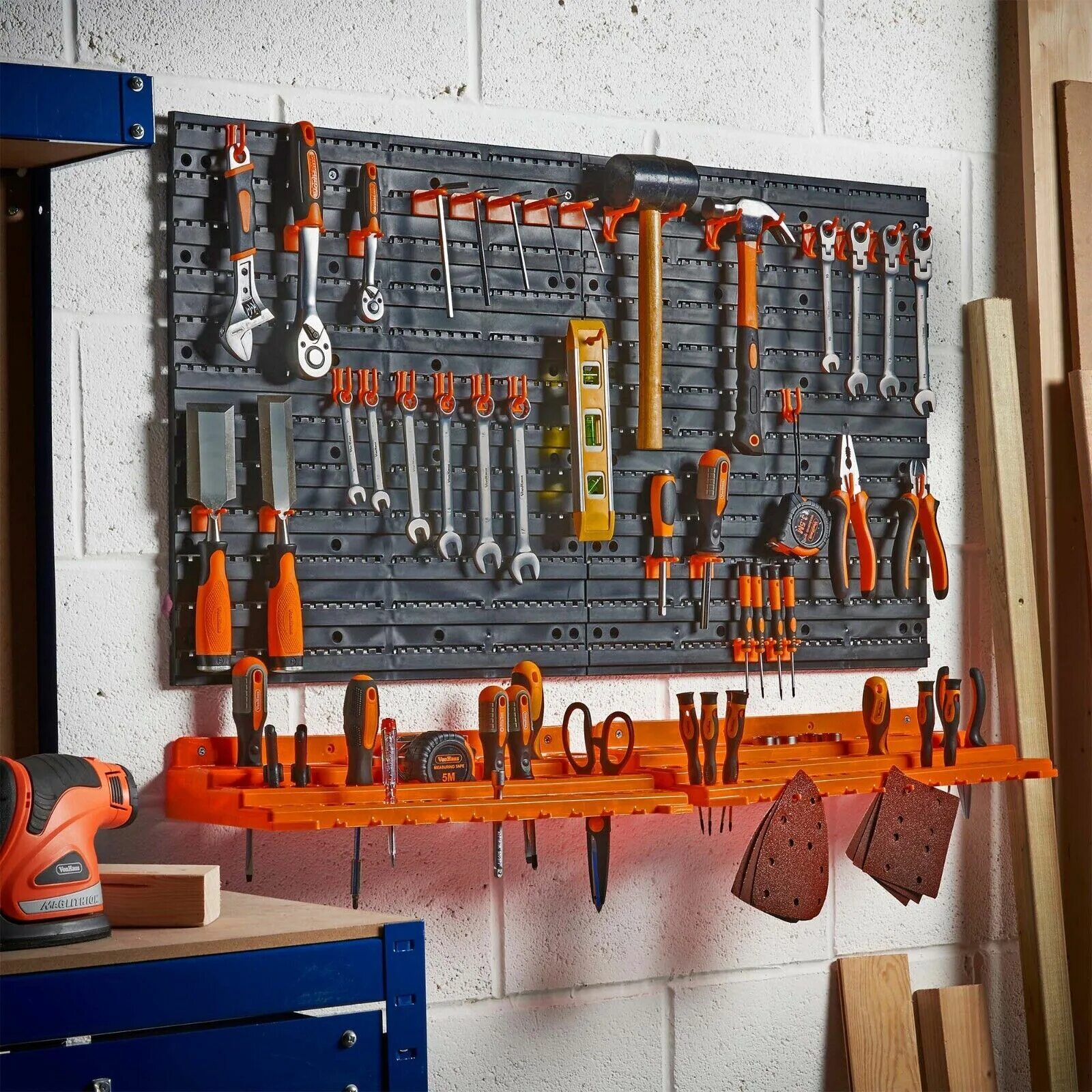 Расположение инструментов в гараже на стене фото Wall Mounted Tool Board for Workshop Storage - DIY Tool Organiser - VonHaus 5056