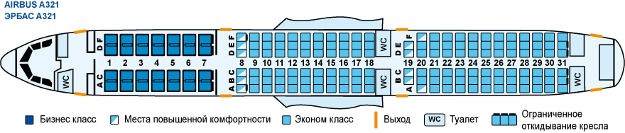 Расположение мест в а321 аэрофлот схема Аэробус а321 схема фото YugNash.ru