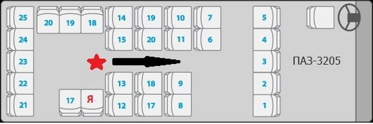 Расположение мест в автобусе паз схема Паз посадочные места