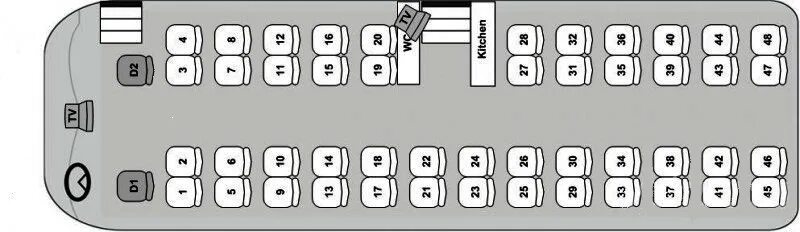 Расположение мест в автобусе по номерам схема Автобус "Bova Futura"
