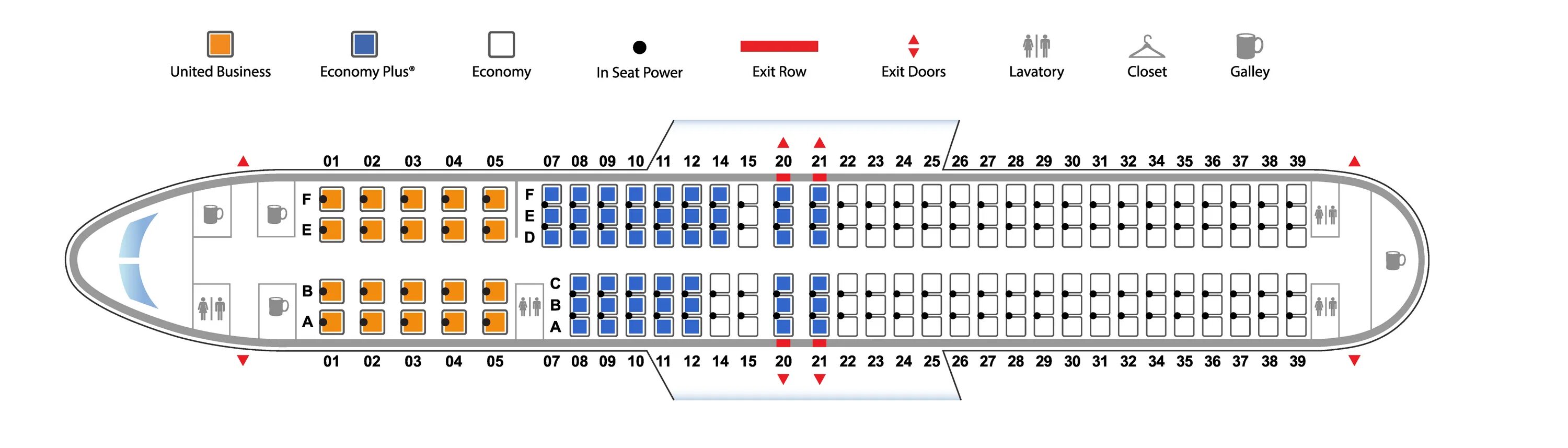 Расположение мест в самолете боинг 737 схема Seat Map - Boeing 737-900 United Airlines