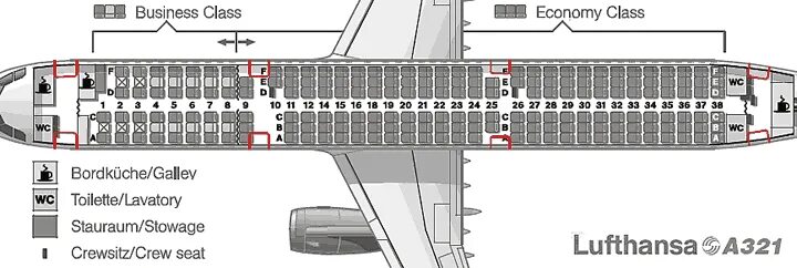 Расположение мест в самолете уральские авиалинии схема Схема салона Airbus А321 Lufthansa