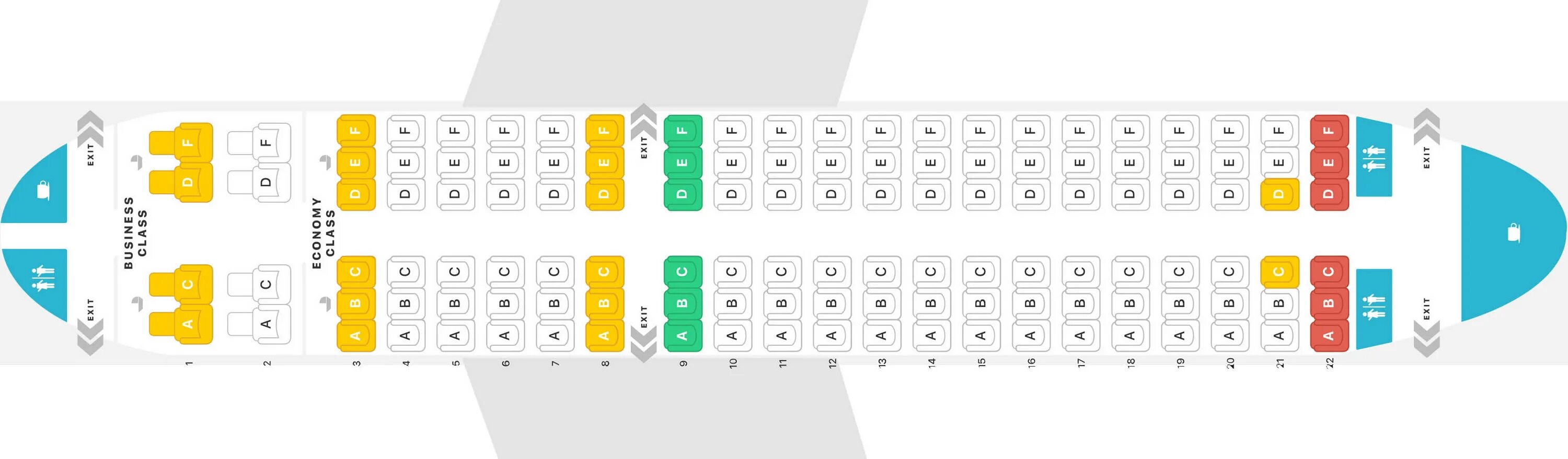 Схема салона Airbus A320 (Аэробус A320) - Ural Airlines. Лучшие места в самолете