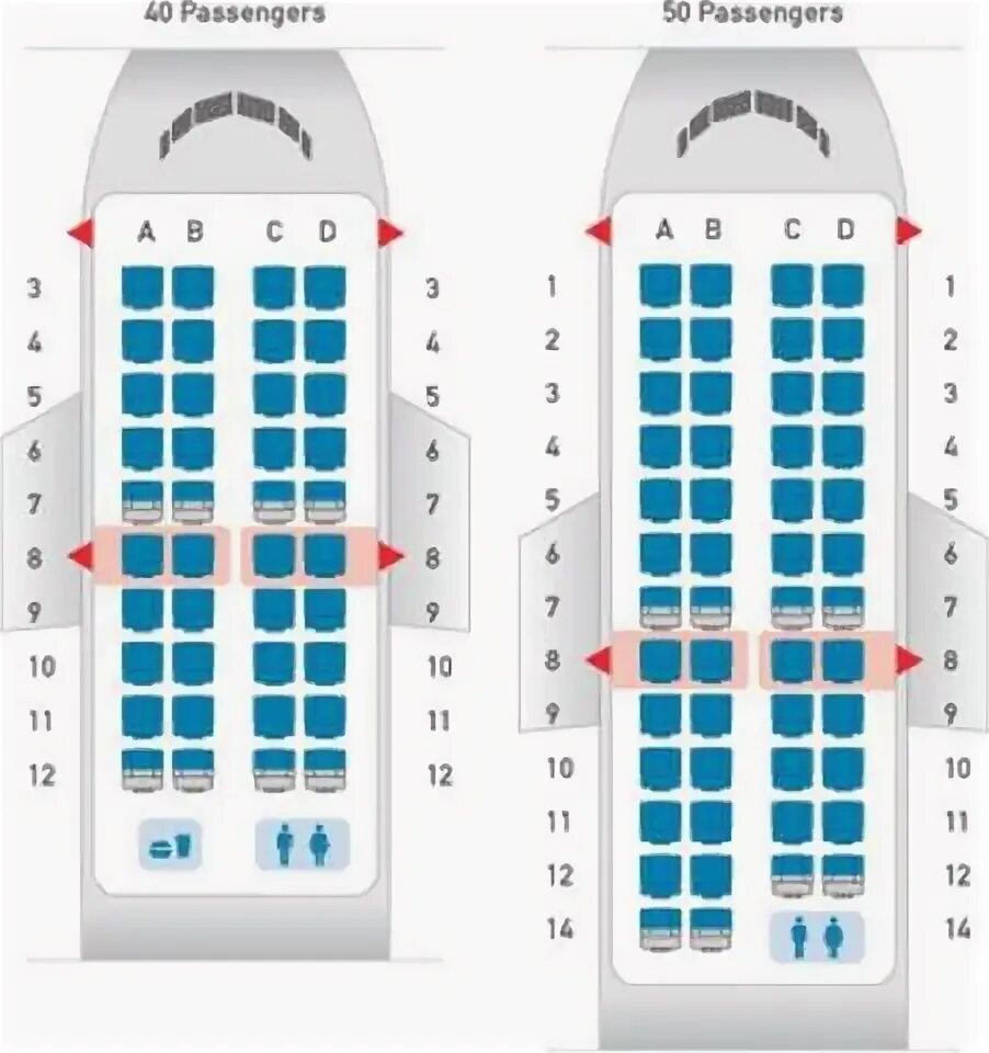 Расположение мест в самолете ютэйр схема Bombardier CRJ-100/200 :: Изображения :: MVSM.RU