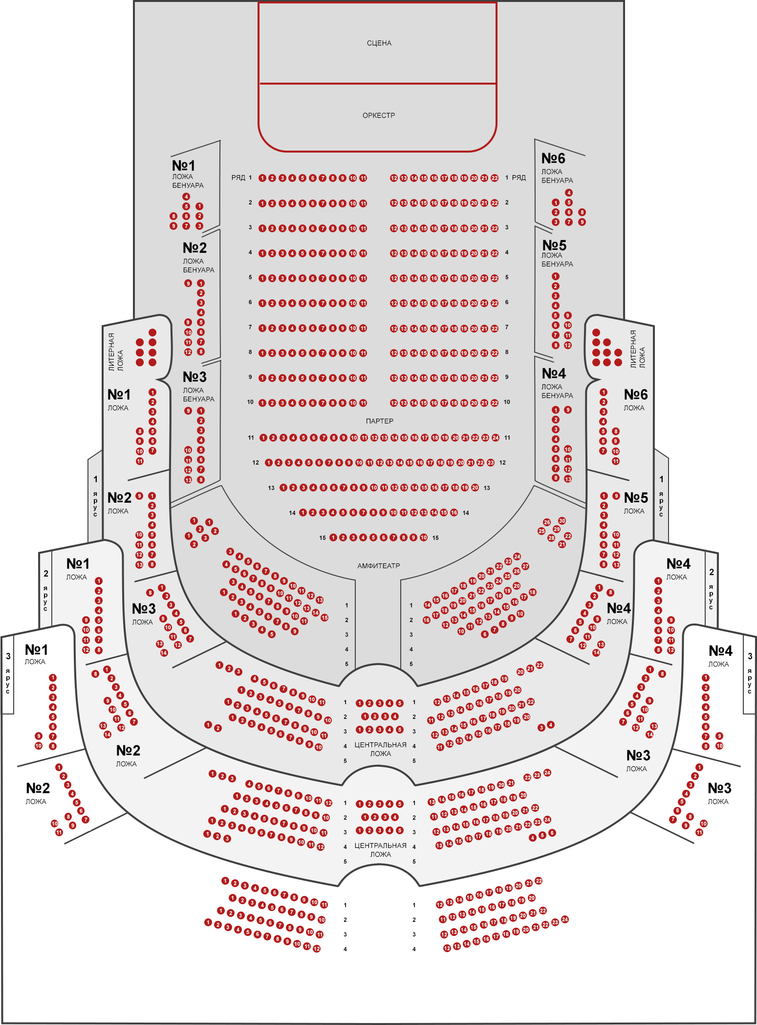 Расположение мест в театре фото Схема зала