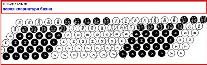 Расположение нот на баяне схема Левая клавиатура аккордеона