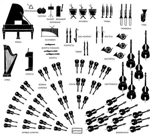 Расположение оркестра схема Симфонический оркестр - Детский музыкальный лекторий "Пикколо"