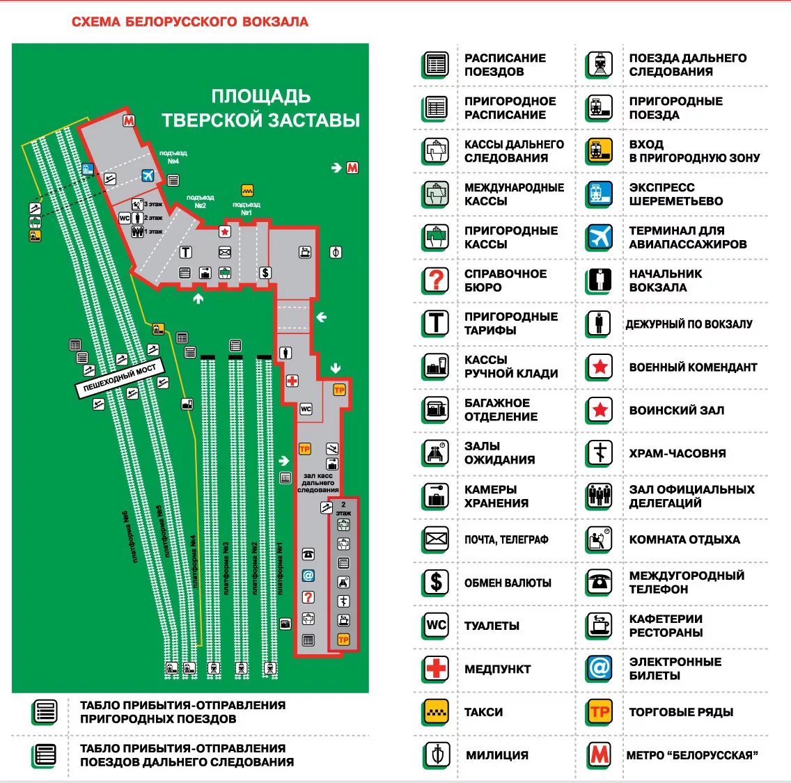 Расположение путей на белорусском вокзале схема Схема Белорусского вокзала в Москве