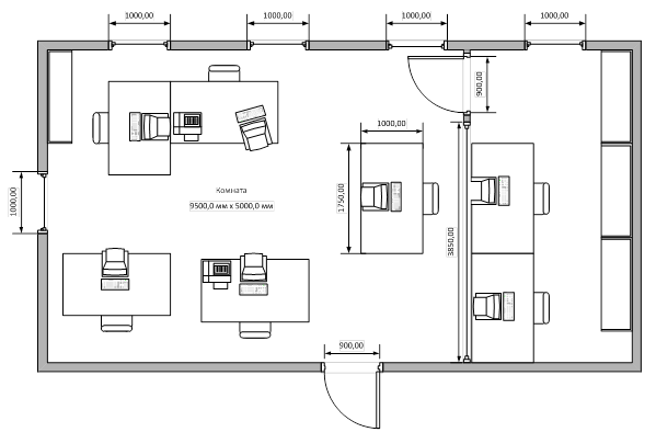 Расположение рабочих мест в офисе схема Схема помещения - CormanStroy.ru