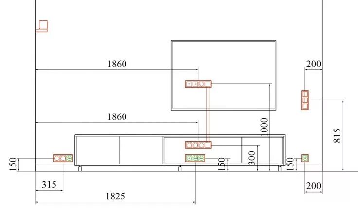 Расположение розеток схема и высота Как повесить ТВ? Презентация дизайна интерьера, Телестены, Телевизионные установ