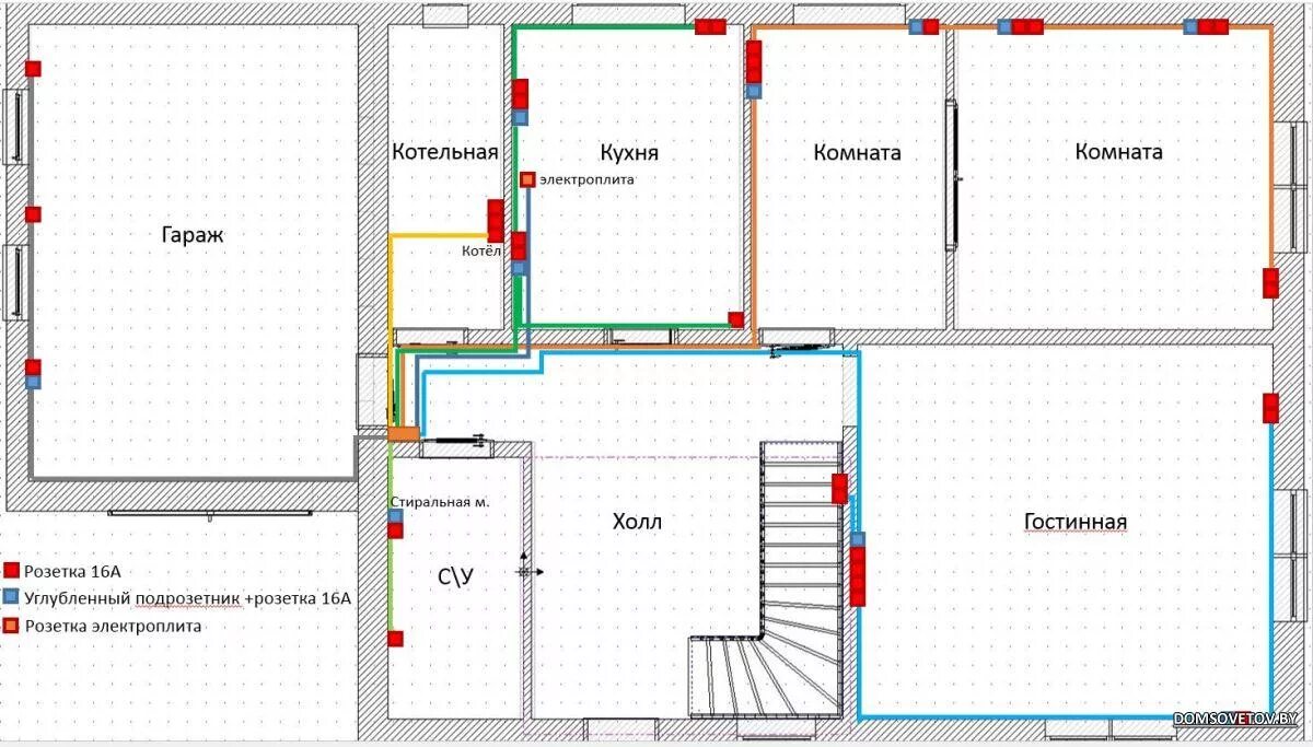 Расположение розеток в частном доме схема разводка розеток.jpg