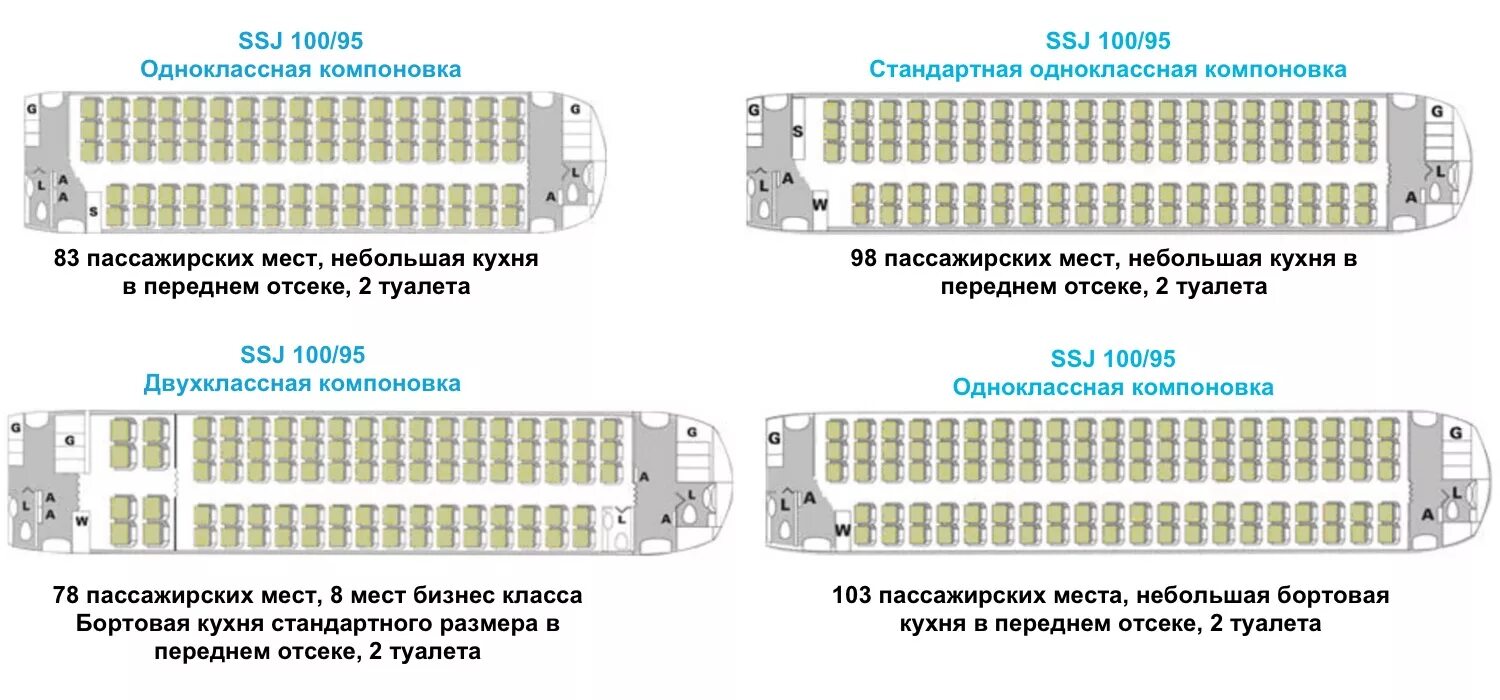 Расположение салона суперджет 100 схема мест Sukhoi Superjet 100 - Aviadrive