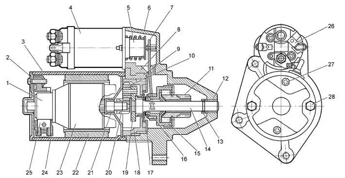 Расположение стартера схема Features of the starter device (Chevrolet Niva 1 2002-2016: Electrical equipment