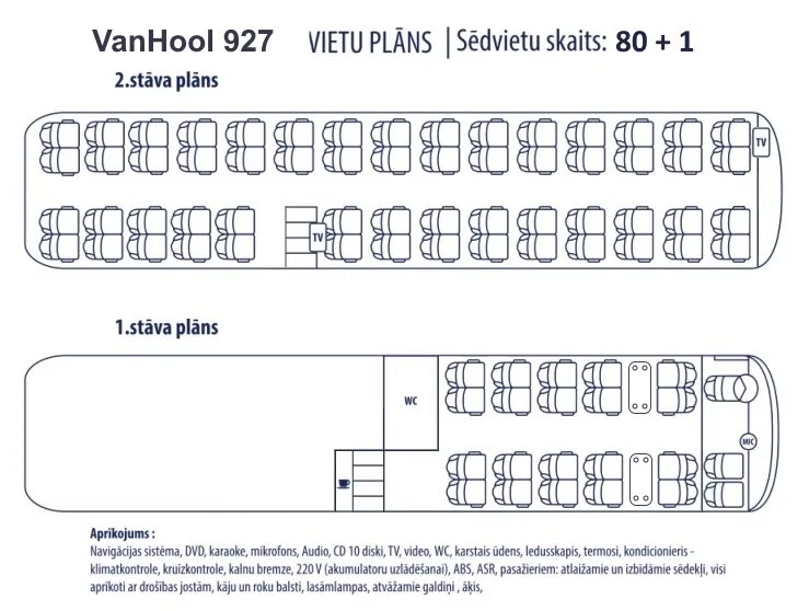 Расположение в двухэтажном автобусе схема Van hool автобус схема мест