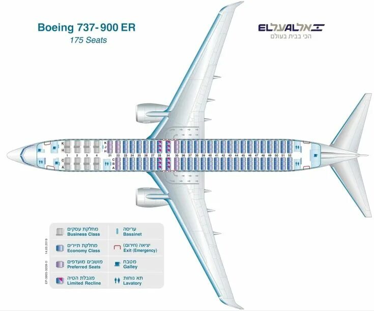 Расположения кресел боинг 737 800 схема EL AL Boeing 737 900ER Seating Layout Configuration Boeing, Seating plan, Boeing