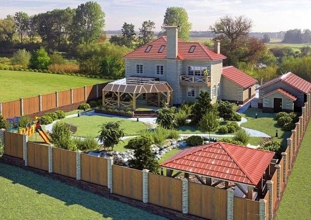 Расположить дом на участке фото Картинки из тем Village house design, House designs exterior, Landscape design p