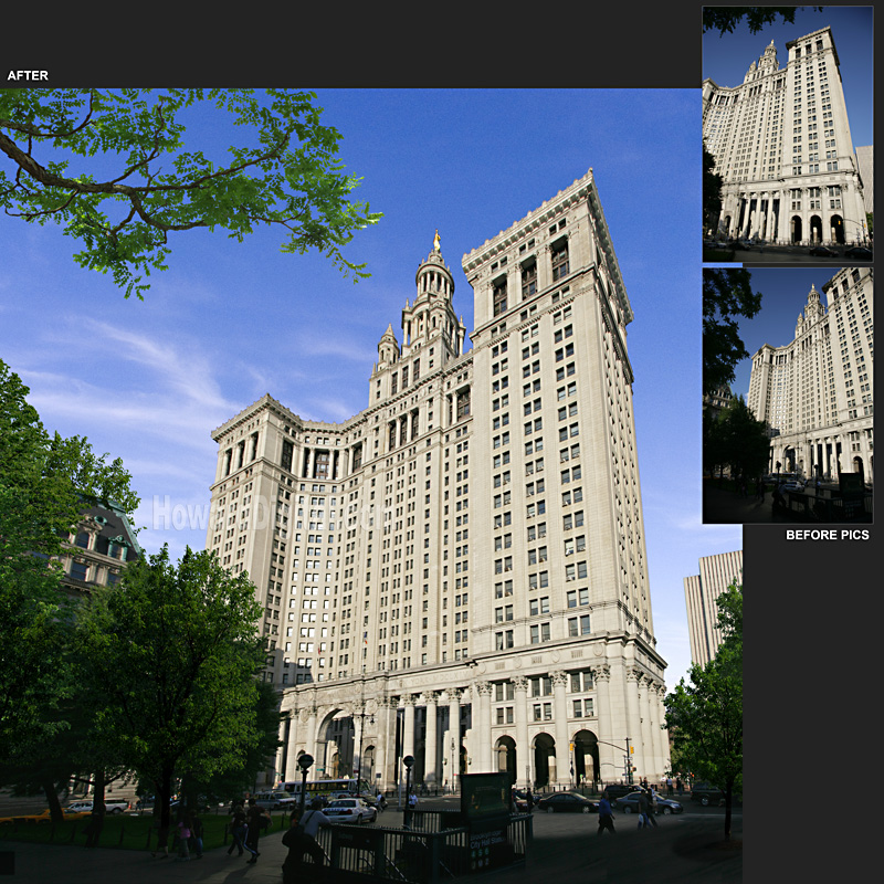 Распознать здание по фото Photo Retouch - Digital Enhanced - Municipal Building - Manhattan, New York, (NY