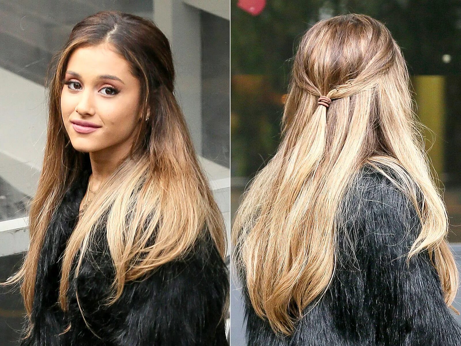 Распущенные волосы прически прямые длинные Ariana Grande Wears Low Pinned-Back Hairstyle in London: Photos Ariana grande ha