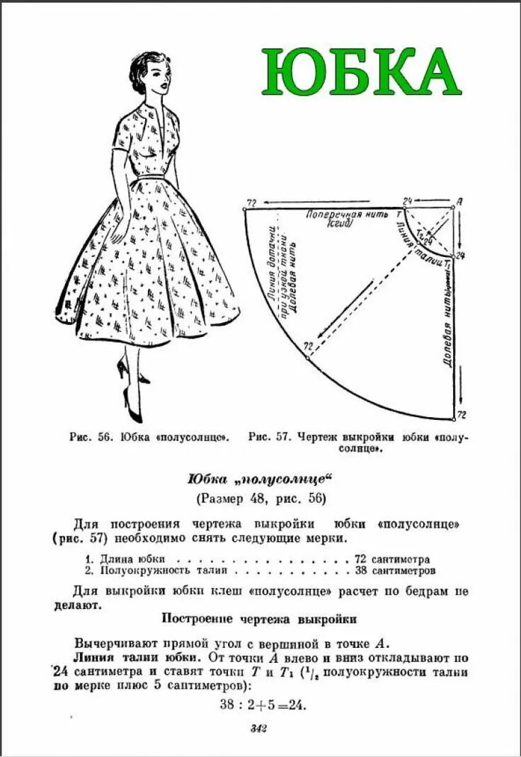 Рассчитать выкройку юбки юбка-полусолнце Выкройки, Винтажная юбка, Шитье