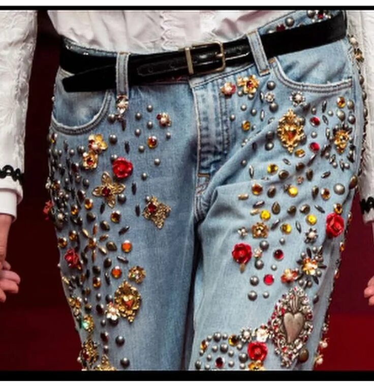 Расшитые джинсы фото Embellished jeans, Embellished clothing, Denim fashion