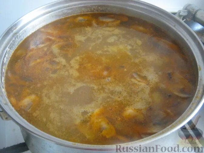 Рассольник в кастрюле фото Рецепт: Постный рассольник с грибами на RussianFood.com