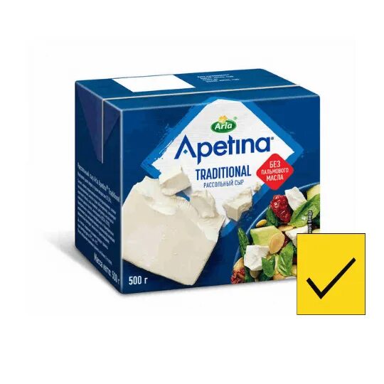 Рассольный сыр фото упаковки БРЫНЗА ARLA APETINA TRADITIONAL РАССОЛЬНЫЙ СЫР 52,5% - Voitenko Online