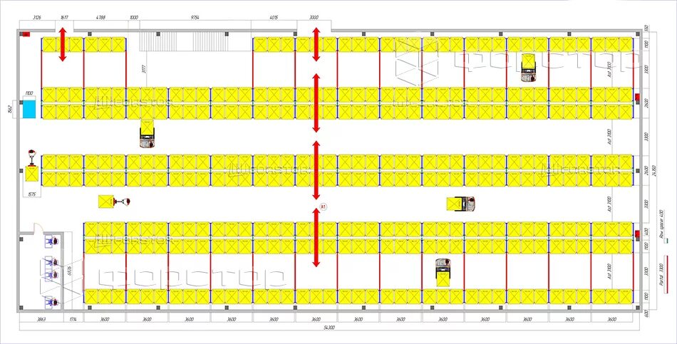 Расстановка стеллажей на складе схема Расстановка и пополнение товара на стеллажах - mebelotradnaya.ru